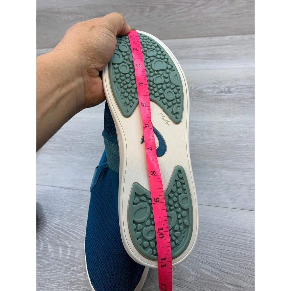 OluKai Hale'Iwa Women's Blue Mesh Slip On Sneakers 10 Drop-In Heel Shoes